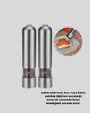 Modern Otomatik Baharat Öğütücü Seti – Pilli, Paslanmaz Çelik, Led Aydınlatmalı - 3