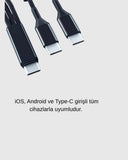 3’ü 1 Arada Şarj Kablosu Type-c İos Android Uyumlu Hızlı Ve Güvenli Şarj - 4