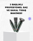Şarjlı Ve Kablosuz 3 Başlıklı Profesyonel Bakım Seti – Saç, Sakal, Burun Ve Kulak Düzeltici - 1