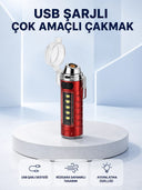 Usb Şarjlı Rüzgar Geçirmez Elektrikli Çakmak El Fenerli - 1
