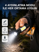 Ultra Dayanıklı 4 Mod Şarjlı Işıldak | Suya Ve Darbeye Dayanıklı | 100.000 Saat Led Ömrü - 1
