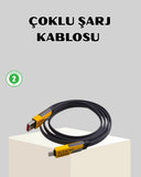 65w Çoklu Şarj Kablosu 4’ü 1 Arada Örgülü Hızlı Veri Aktarım Usb-c Usb-a - 1