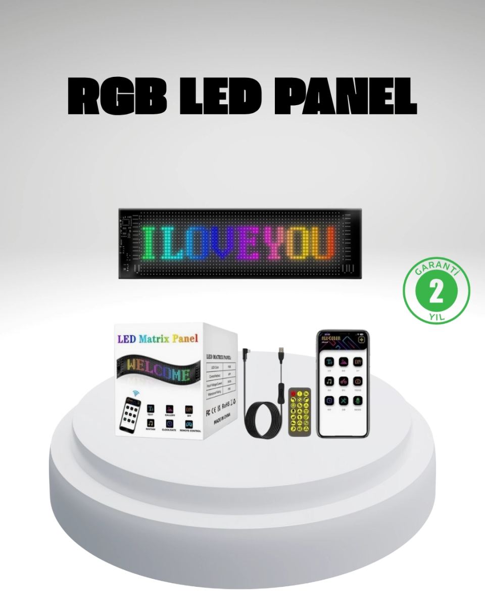 Rgb Led Panel – Mobil Uyumlu, Yazı Ve Gıf Destekli, Usb Bağlantılı Dekoratif Ekran