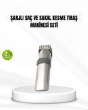 Şarjlı Saç Ve Sakal Kesme Makinesi – Paslanmaz Çelik Bıçak, Ayarlanabilir Başlık - 1