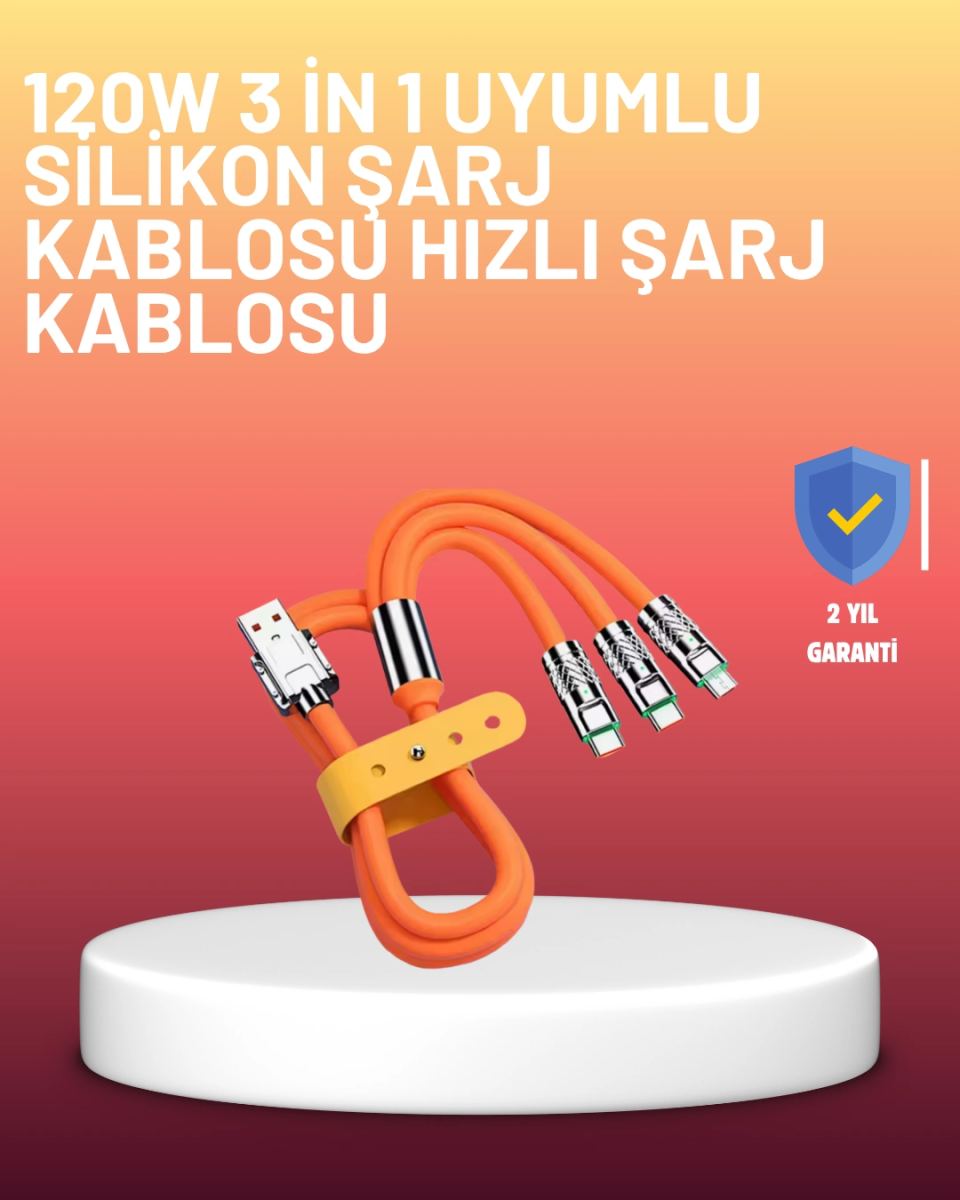 Çinko Alaşımlı Uçlu 120 w Şarj Kablosu – Dolaşmaya Dayanıklı 1,2 m Usb Kablo