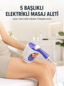 5 Başlıklı Elektrikli Masaj Aleti 2200-2500 Rpm Yüksek Titreşimli Vücut Bakım Ve Rahatlama Cihazı - 1