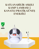 Güneş Paneliyle Şarj Olan Katlanabilir Led Çadır Lambası – 5 Kademeli Aydınlatma - 1