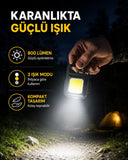 Şarjlı Cob Led Anahtarlık Fener – 4 Modlu, Manyetik Ve Katlanabilir Standlı Yeni Nesil - 1