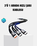 3 Başlıklı Hızlı Şarj Kablosu Metal Alaşımlı Dayanıklı Ve Akıllı Çipli - 1