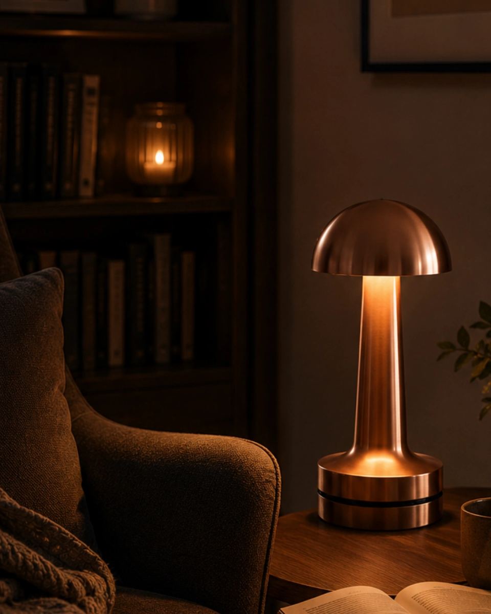 Dokunmatik Mantar Gece Lambası Bronz Led Masa Aydınlatması