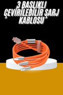120w 3 İn 1 Uyumlu Silikon Şarj Kablosu Hızlı Şarj Kablosu - 2