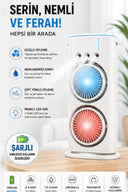 Vothoon Çift Başlıklı Sprey Fan Nemlendirici Ve Renkli Led Işıklı Beyaz - 3