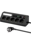 5’li Akım Korumalı Priz 2500w | 2 Usb + 2 Type-c Hızlı Şarj | Led Gece Lambalı | Dokunmatik Siyah - 2