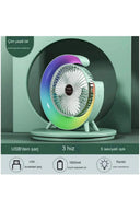 Masaüstü Vantilatör Usb Şarjlı Rgb Led Işıklı 3 Kademeli 180° Ayarlanabilir Soğutucu Fan Yeşil - 1