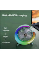Masaüstü Vantilatör Usb Şarjlı Rgb Led Işıklı 3 Kademeli 180° Ayarlanabilir Soğutucu Fan Pembe - 2
