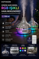 Gümüş Vazo Model Rgb Işıklı Hava Nemlendirici & Aromaterapi Difüzör – 550 Ml Kumandalı - 3