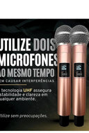 Profesyonel Çiftli Kablosuz Mikrofon Seti Karaoke Şarj Edilebilir 50 Metre Mesafe Rose - 3