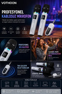 Kablosuz Karaoke Çift Mikrofon 6.5 Mm Sahne Parti Düğün Aktivite Amfi Hoparlör - 2
