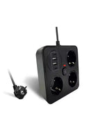 Akım Korumalı Anahtarlı Priz - 3x Priz - 2x Usb - 2x Type-c - 2 Mt Kablo Hızlı Şarj Özellikli Siyah - 2