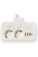Akım Korumalı 2’li Ayrı Anahtarlı Priz, 2x Priz, 3x Usb, 1x Type-c, 2 Mt Kablo, Hızlı Şarj - 3