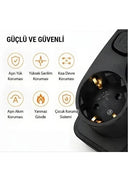 Akım Korumalı 5’li Priz 2xusb 2xtype-c Çıkış Akım Koruma Çoklu Priz Çoğaltıcı Anahtarlı Ftr-31 Siyah - 4