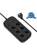 Termal Akım Korumalı 6’lü Priz 4x Usb 2x Type-c Çıkışlı Grup Priz Çoğaltıcı (3500w) Siyah - 1