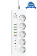 3500w Akım Korumalı 5’li Grup Priz: 5x Usb + 5x Type-c Çıkışlı (2 Metre) - 1