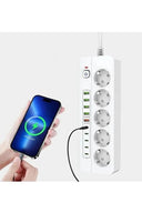 3500w Akım Korumalı 5’li Grup Priz: 5x Usb + 5x Type-c Çıkışlı (2 Metre) - 2