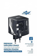 Gan+ Pd 40w Hızlı Şarj Adaptörü Çoklu Çıkış Usb-c Lightning Kablolu Hızlı Şarj Cihazı Ev Ofis Uyumlu Siyah - 1