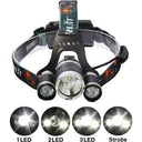 Boruit T6 Kafa Feneri 5000 Lumens 3xcree Xm-t6+2r5 Lamba Led Kamp Lambası - 1