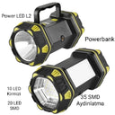 F.b.ı F-262 Yeni Güçlü Çift Taraflı Taşınabilir Spot Ve Işıldak Usb Powerbank Şarjlı Fener - 1