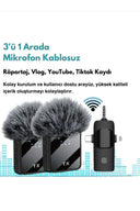 F11 Yüksek Kalite Profesyonel 3 In 1 Kablosuz Taşınabilir Yaka Mikrofonu Tüylü - 1