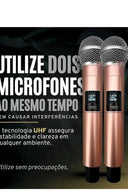 Profesyonel Çiftli Kablosuz Mikrofon Seti Karaoke Şarj Edilebilir 50 Metre Mesafe Rose - 3