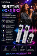 Kablosuz Karaoke Çift Mikrofon 6.5 Mm Sahne Parti Düğün Aktivite Amfi Hoparlör - 1
