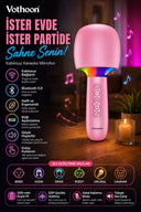 Çocuk Ve Yetişkin Karaoke Mikrofonu Kablosuz Rgb Ambiyans Işığı Ses Değiştirme Modlu Hoparlör - 2