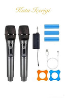 Profesyonel Çiftli Kablosuz Mikrofon Seti Karaoke Şarj Edilebilir 50 Metre - 4