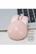 Tavşan Figürlü Kablosuz Mouse Pil Dahil Etiket Hediyeli Pembe - 3