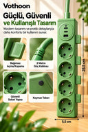 4’lü Akıllı Priz Tek Dokunuşla Fiş Çıkarma 2 Metre Kablo 2 Type-c + Usb 15w Hızlı Şarj 3680w - 4