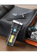 Ultra Parlak El Feneri Usb Şarj 4 Led+yan Cob Led Taktik Günlük Hayat Kamp Avcılık El Feneri - 4