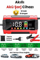 12v 8a Akıllı Akü Şarj Cihazı 12v 8a Lcd Ekranlı Pulse Repair Otomatik Akü Şarj & Desülfatör - 1