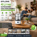 Rbh-04 Ultrasonik Hava Nemlendirici 4 Litre Buhar Makinesi Aroma Difüzörü - Otomatik Kapanma - 1