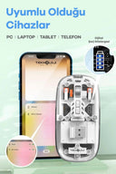 Bluetooth Usb Çift Modlu Sessiz Mouse, Şeffaf Mıknatıslı Kapaklı, Type-c Şarjlı, Dpı Ayarlı, Kablosuz 10m Çekim Mesafeli, Masaüstü Kısayol Tuşlu, Taşınabilir Şarjlı Mouse Turuncu - 4