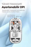 Bluetooth Usb Çift Modlu Sessiz Mouse, Şeffaf Mıknatıslı Kapaklı, Type-c Şarjlı, Dpı Ayarlı, Kablosuz 10m Çekim Mesafeli, Masaüstü Kısayol Tuşlu, Taşınabilir Şarjlı Mouse Beyaz - 2