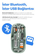 Bluetooth Usb Çift Modlu Sessiz Mouse, Şeffaf Mıknatıslı Kapaklı, Type-c Şarjlı, Dpı Ayarlı, Kablosuz 10m Çekim Mesafeli, Masaüstü Kısayol Tuşlu, Taşınabilir Şarjlı Mouse Siyah - 2