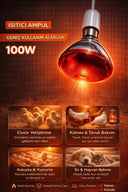100w Isıtıcı Ampul Kırmızı Isı Lambası Civciv Kümes Kuluçka E27 Duy Isıtma Ampulü - 2
