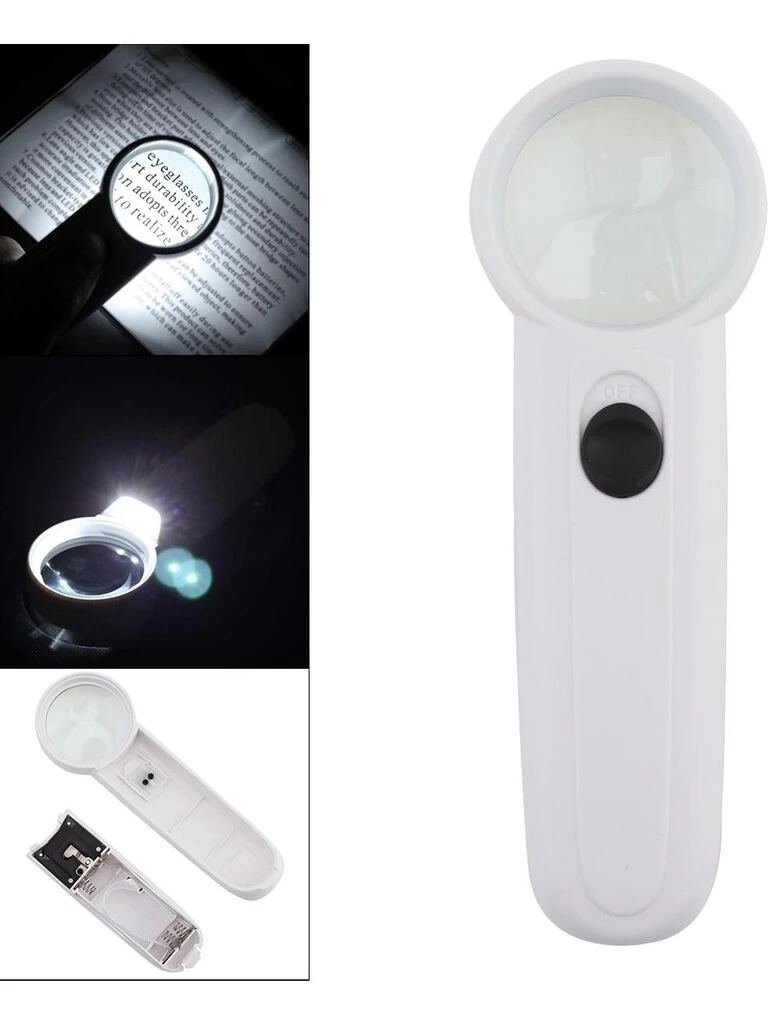 15x Çok Fonksiyonlu 2 Led Işıklı Taşınabilir El Büyüteç