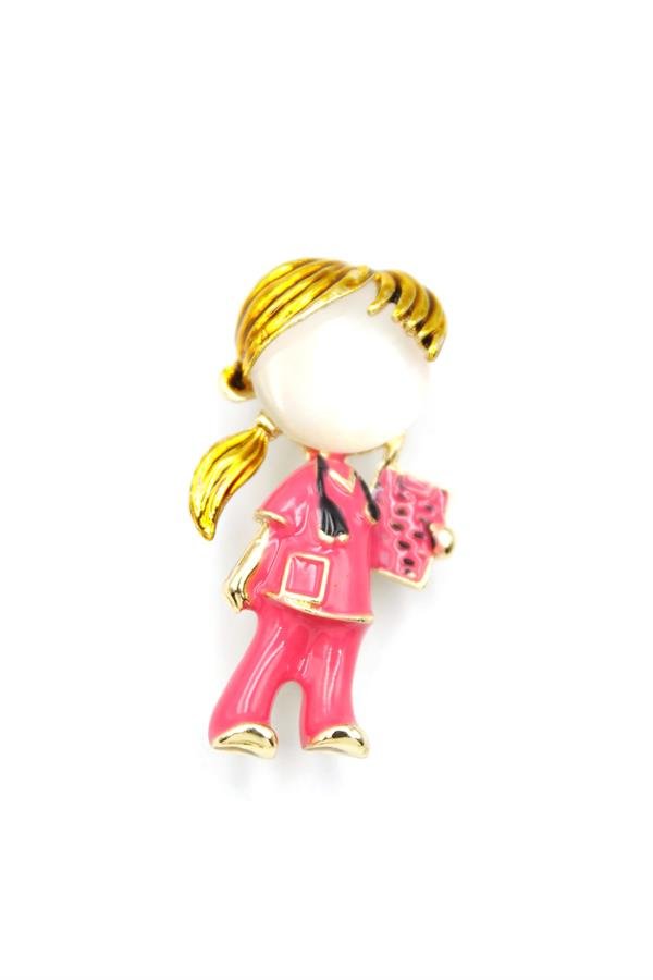 Hemşire Doktor Broş - Pembe - Pembe