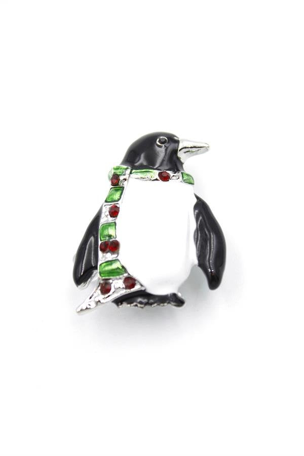 Penguen Broş - Beyaz - Beyaz