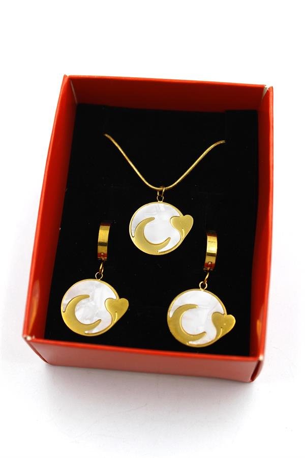 Hilal Kalp Set Kolye - Altın - Altın