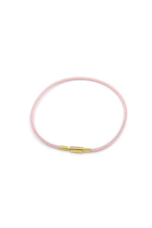 Çelik Hasır İp Bileklik - Pembe - Pembe